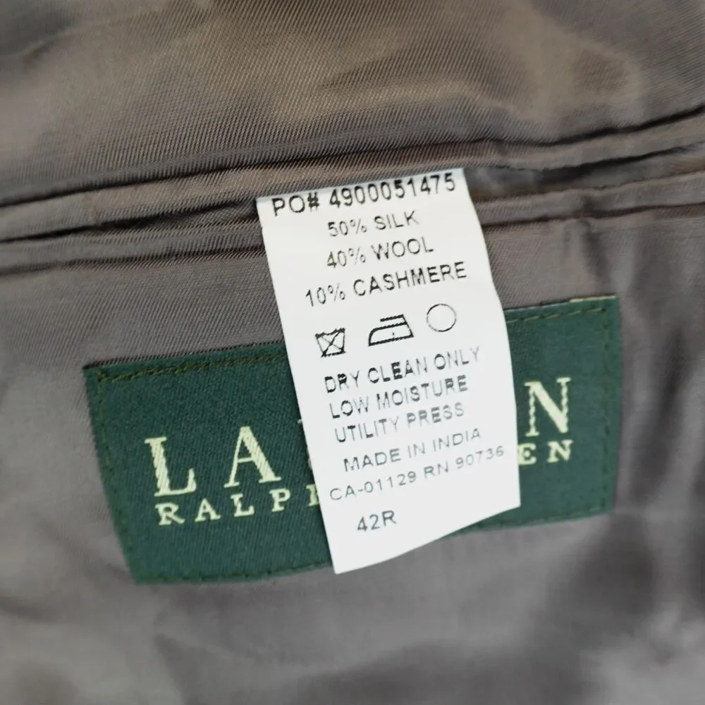Lauren Ralph Lauren Blazer Mens 42R Silk Wool Cashmere Gray Classic Preppy